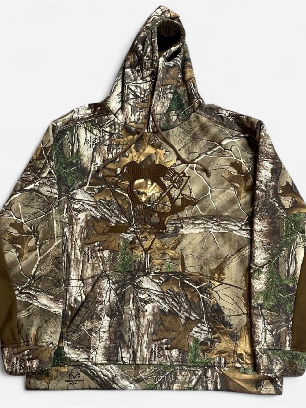 Vintage Realtree-Style Camo Hooded Pullover - Brown, Green, Tan